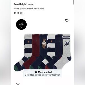 SOLD Polo by Ralph Lauren Men's Striped and Solid Crew Socks - Navy, Red, Gray
